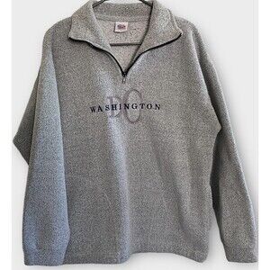 Washington DC Sweater Women’s Large Gray Pullover 1/4 Zip‎ USA Cedar Sports Vtg